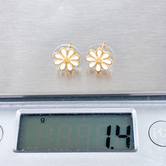 Vintage Sterling Silver 925 Gold Tone Daisy Flower Stud Earrings - Picture 8 of 8